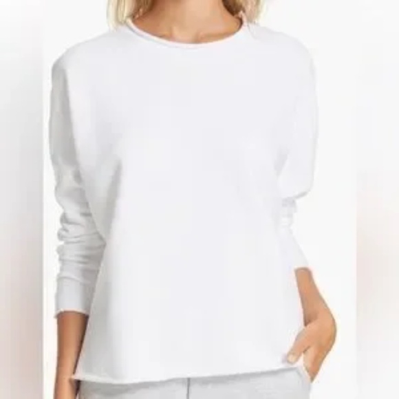 NEW FRANK & EILEEN TEE LAB WHITE ANNA LONG SLEEVE CAPELET FLEECE SWEATSHIRT SZ M - Picture 9 of 10